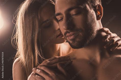 Naked Sensual Lovers Hugging With Closed Eyes Stock Photo Adobe Stock