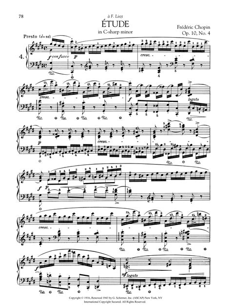 Frederic Chopin Etude In C Sharp Minor Op 10 No 4 Sheet Music