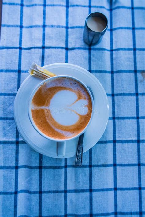 Beautiful Hot Milk Tea In A White Cup Stock Photo Image Of Table Heart