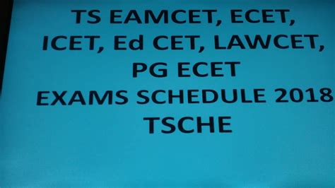 TS EAMCET ECET ICET Ed CET LAWCET PG ECET Exams Schedule 2018