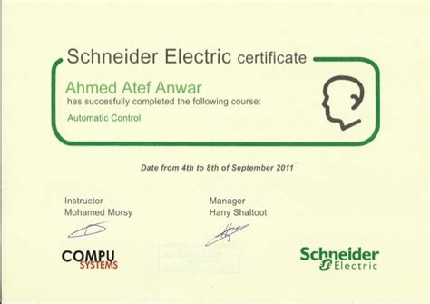 schneider Electric Certificate