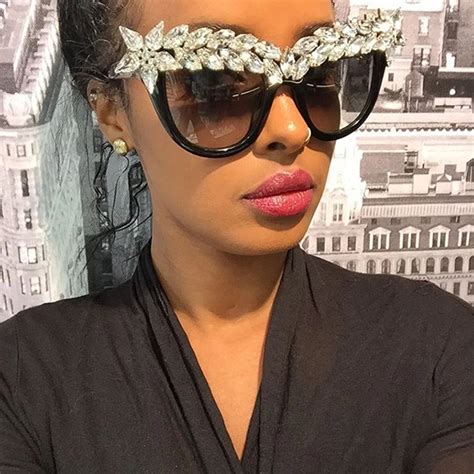 XYKGR fashion luxury rhinestone cat eye sunglasses ladies crystal ...