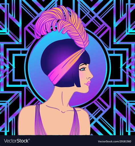 Flapper Girl Art Deco 1920s Style Vintage Vector Image