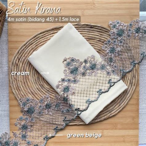 Satin Kirana Set Kain Satin Siap Lace Cream Nude Rosybrw Dustypink Dustypurple Shopee