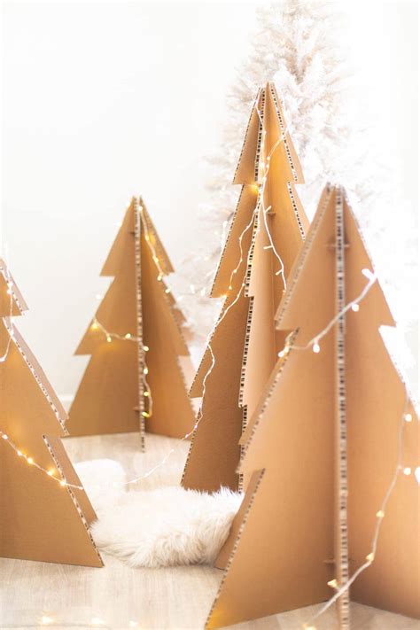 Cardboard Christmas Trees DIY Tutorial From Lovely Indeed