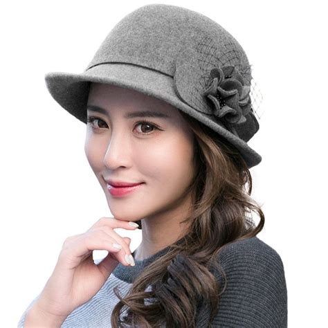 Womens S Vintage Wool Felt Cloche Bucket Bowler Hat Winter