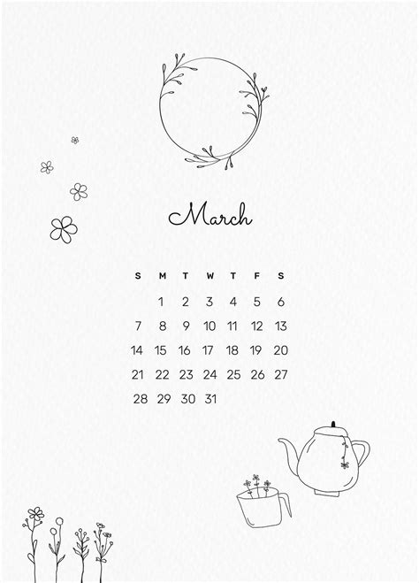 Download Premium Illustration Of March 2021 Printable Template Psd