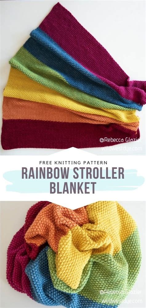 Rainbow Knitted Baby Blankets With Free Patterns