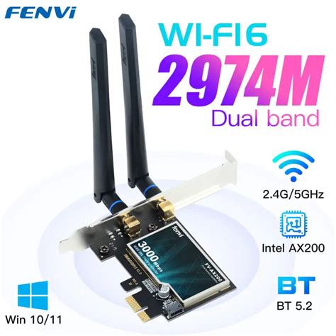 WI FI 6 Intel AX200 3000Mbps Adaptador PCIe Sem Fio Desktop Dual Band 2