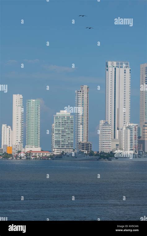 South America Colombia Cartagena Modern Bocagrande Area City Skyline