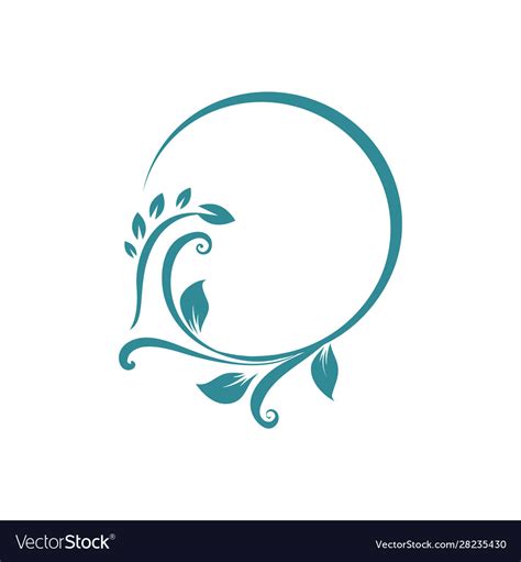 Round Flower Frame Logo Circle Floral Ornament Vector Image