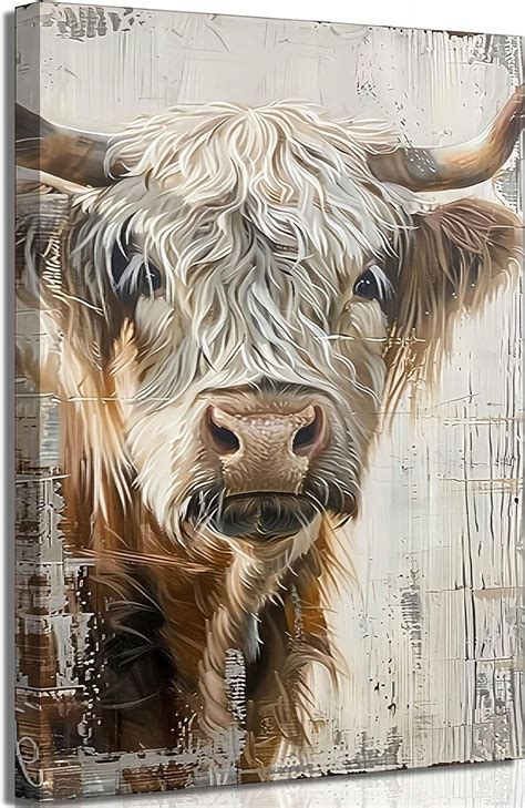 lhhb vintage highland cattle canvas wall art countryside scottish