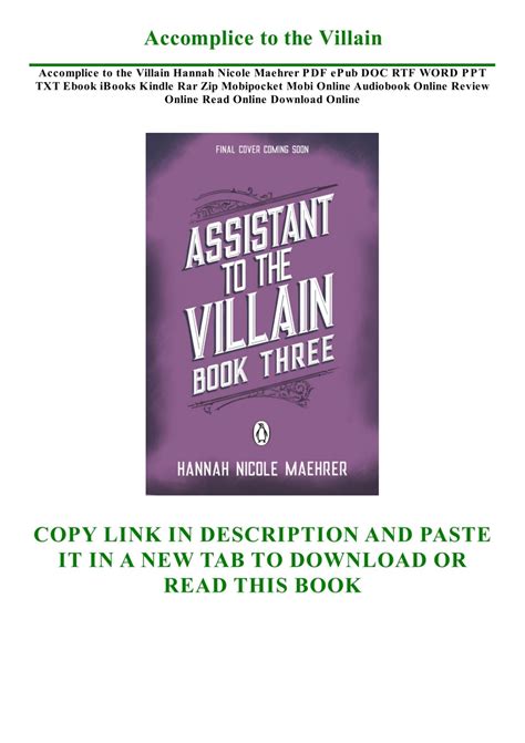 DOWNLOAD Free PDF Accomplice to the Villain BY Hannah Nicole Maehrer