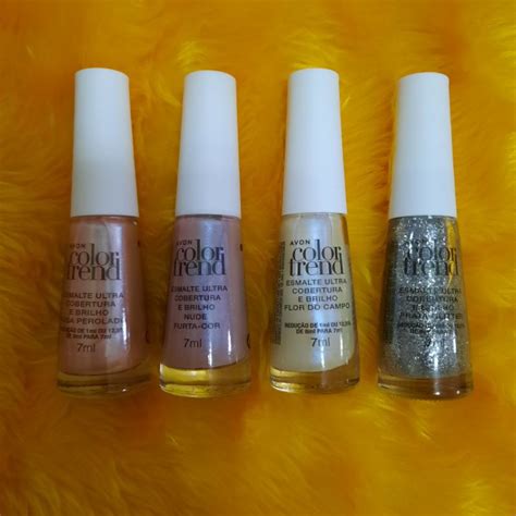 AVON COLOR TREND PRATA GLITTER ROSA PEROLADO FLOR DO CAMPO E NUDE FURTA COR 7ml Shopee Brasil