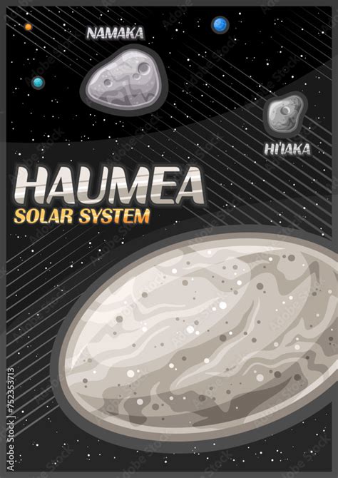 Vector Poster for Haumea, futuristic vertical banner with illustration ...