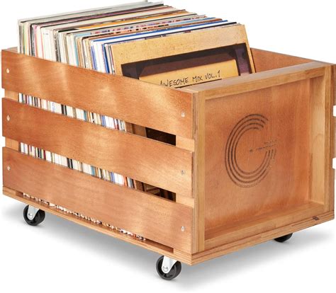 Legend Vinyl Wooden Vinyl Record Storage Crate On Wheels Ideal Vinyl