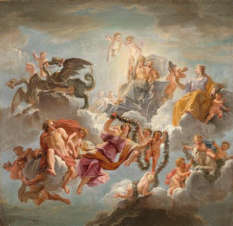 The Chariot Of Saturn Between Justice And Piety Painting By No L Coypel