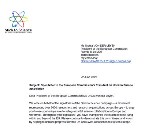 Open Letter To Ec President Ursula Von Der Leyen Stick To Science