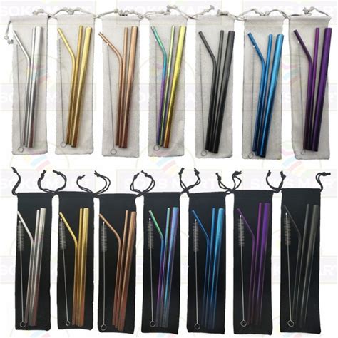 5 Pcs Straw Set 304 Stainless Steel Straws Drinking Straws Straight