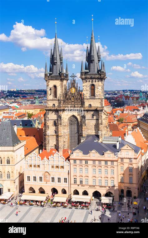 Prague Tyn Church Front View Of The Church Of Our Lady Before Tyn In