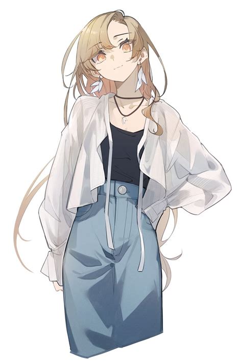 An Anime Girl With Long Hair And Glasses On Her Head Standing In Front