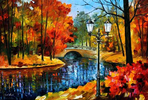 Sublime Park Palette Knife Oil Painting On Canvas By Leonid Afremov