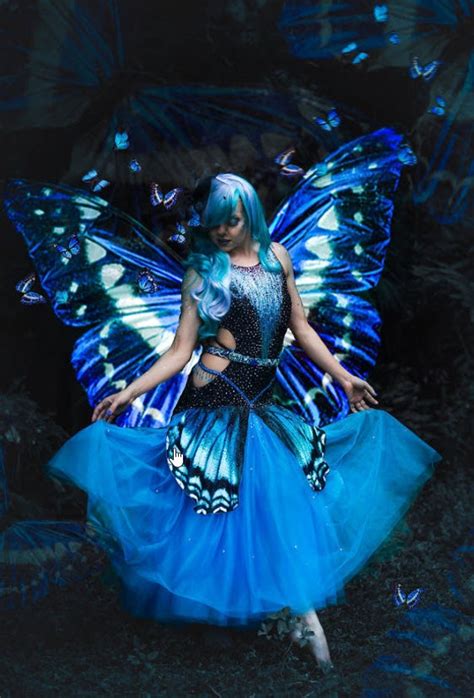 Butterfly Costume Blue Dance Dress Adult Halloween Costume Etsy