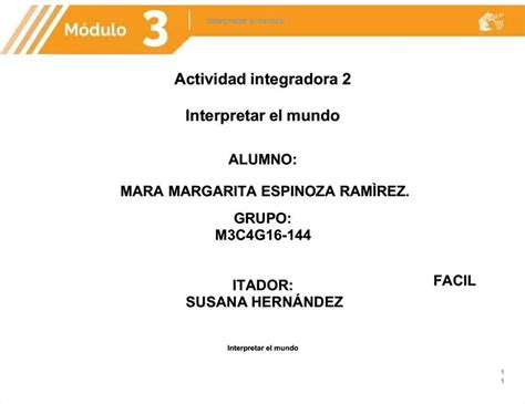 Actividad Integradora 2 Interpretar El Mundo Preguntas