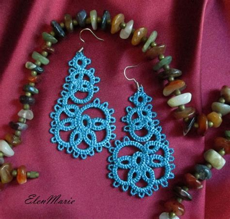 Lace earrings Machine embroidery design tatting earrings | Etsy