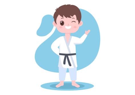 Cute Cartoon Kids Doing Some Basic Karate Martial Arts Moves Cute