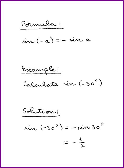 sin (-a) (formula and example) (sine of negative angle) (trigonometry ...