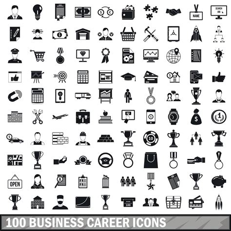 100 Business Career Icons Set Simple Style 8252490 Vector Art At Vecteezy