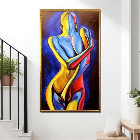Sensual Abstract Nude Art Erotic Canvas Print Colorful Female Silhouette Bold Wall Art Ready