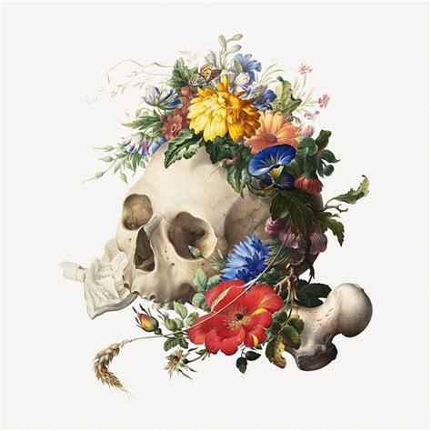 Aesthetic Vanitas Floral Skull Psd Premium Psd Rawpixel