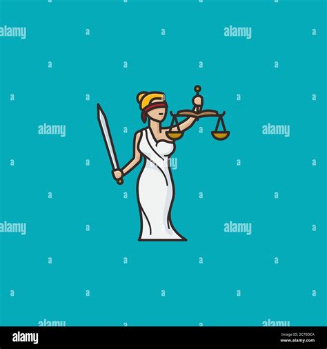 Lady Justice Or Themis Femida Blindfolded With Beam Balance And Sword