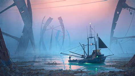 Lenhag Digital Wars X Boat 1080p Px St Digital Art Fiction