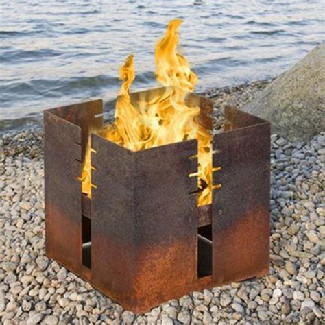 China Outdoor Garden Square Fire Bowl Wood Corten Steel Fire Pit