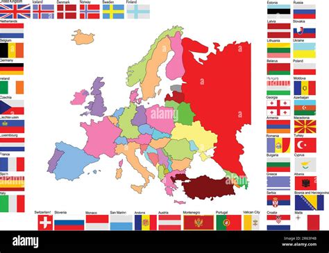 Map of Europe with country flags Stock Vector Image & Art - Alamy