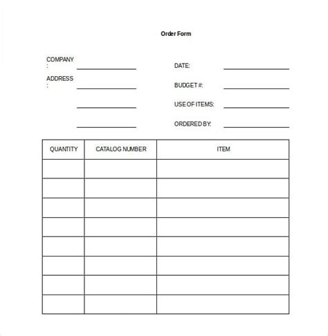 Simple Order Form Template Word – 5 Order Form Templates