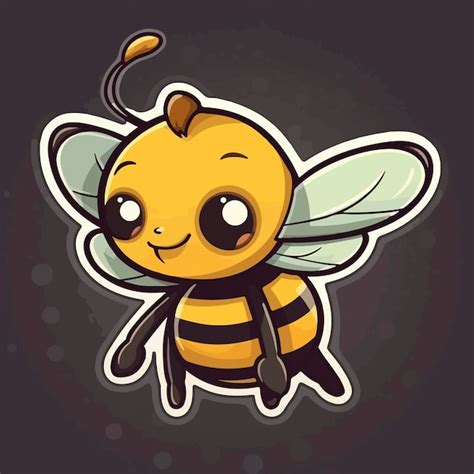 Premium Photo | A cartoon bee with a black background and a yellow and black bee on it.