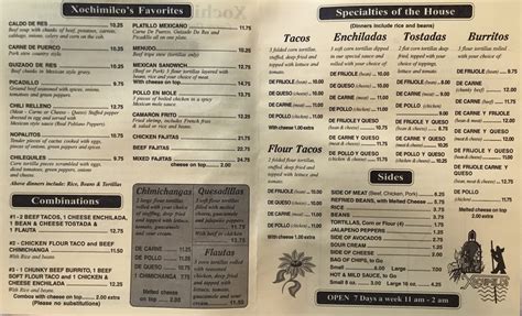 Menu - Xochimilco Restaurant