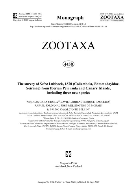 Pdf The Survey Of Seira Lubbock 1870 Collembola Entomobryidae