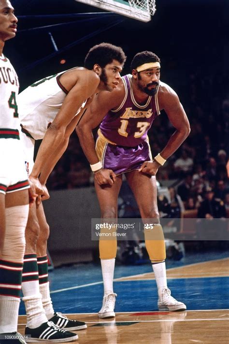 Kareem Abdul Jabbar Of The Milwaukee Bucks And Wilt Chamberlain Of