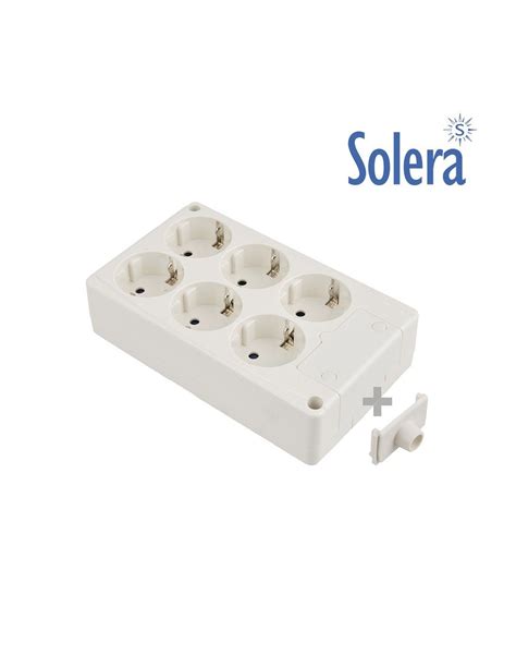 Base Bipolar 6 Tomas Con T T Lateral 16a 250v Color Blanco Solera 8106