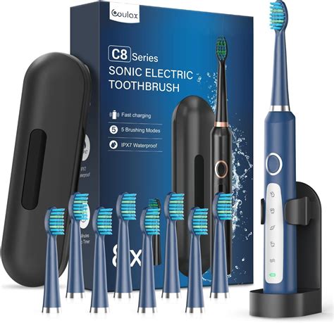 Brosses à Dents Électriques Soniques Adultes avec 8 Têtes Brosse à