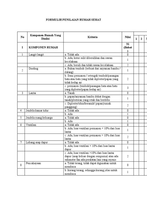 Formulir Penilaian Rumah Sehat Pdf