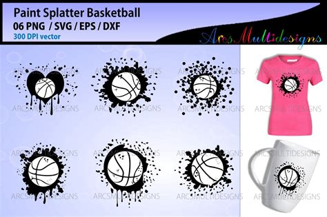 Paint Splatter Basketball Svg Bundle Graphic By Arcs Multidesigns