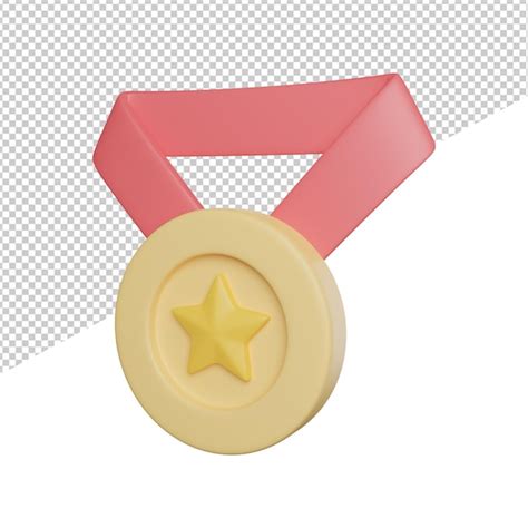 Insigne Médaille Récompenses vue de côté icône de rendu 3d illustration