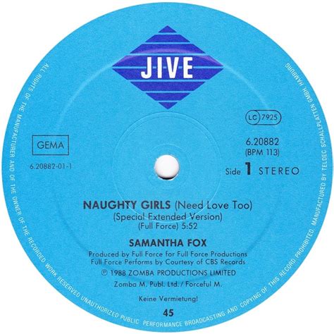 Samantha Fox Naughty Girls Need Love Too 12″ Maxi Akerrecords Nl