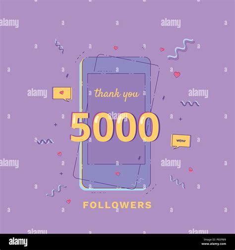 Thank You 5000 Followers Vivid Card Template For Social Network Post